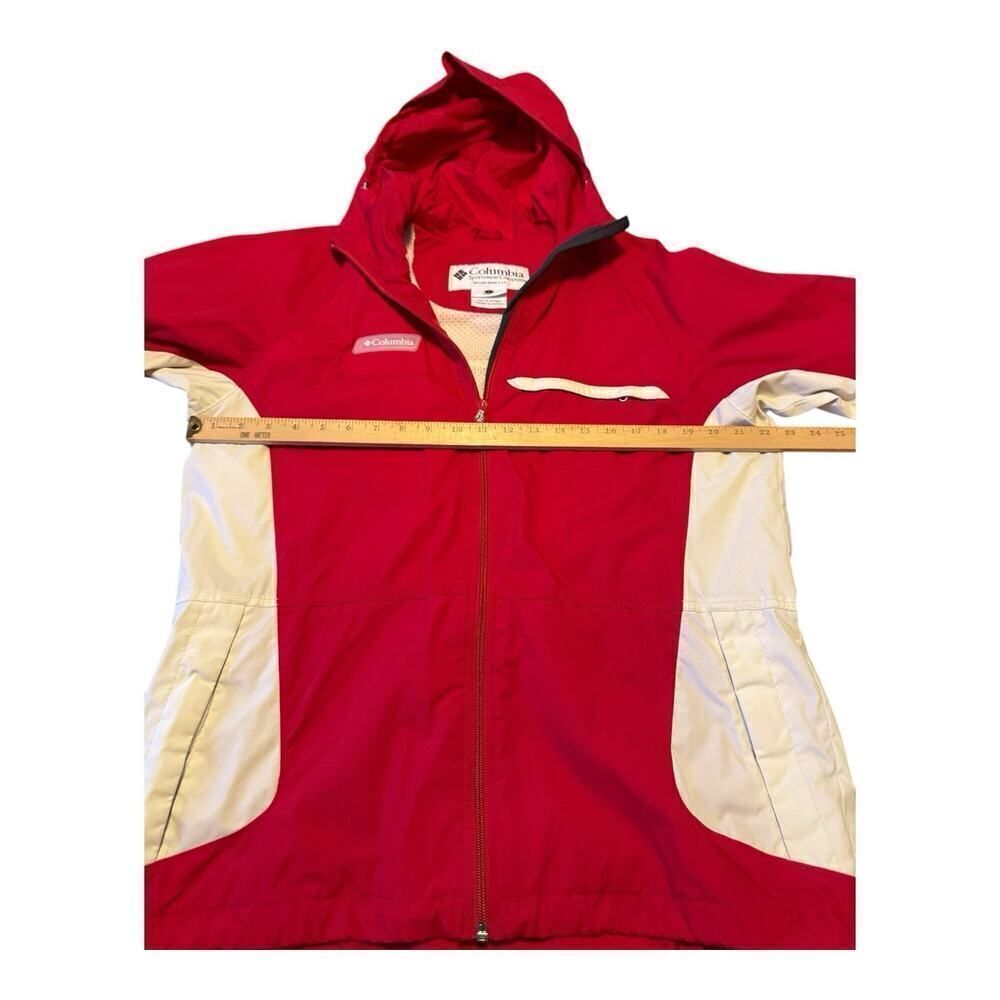 Vintage 90s Columbia Red White Hooded Sailing Squall Jacket Windbreaker Sz L - Picture 7 of 9